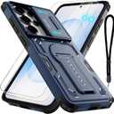 Case for Samsung Galaxy S26 Ultra Case with 2*Screen Protector, Slide Camera Cover, Kickstand, Lanyard Strap, Dual Layer Non-Slip Case, Blue