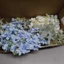10 Pcs Delphinium Artificial Flowers for Decoration, 33.86 Inch Long Stem Larkspur Fake Flowers Light Blue Faux Silk Bouquets for Tall Vase Wedding Home Decor Floral Arrangements(White+Blue)