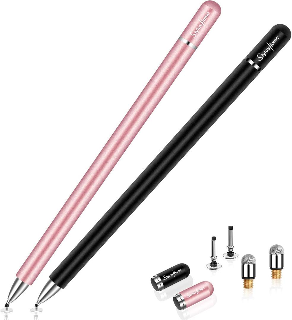 Stylus for iPad (2 Pcs), StylusHome Magnetic Disc Universal Stylus Pens Touch Screens for Apple/iPhone/Ipad pro/Mini/Air/Android/Microsoft/Surface All Capacitive Touch Screens - Black/Rose Gold