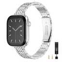 Wearlizer Slim Metal Band Compatible with Apple Watch Bands 41/40/38/42mm Women, Dressy Thin Stainless Steel Strap Silver Link Bracelet for iWatch Series 11 10 9 8 7 6 5 4 3 2 1 SE Silver
