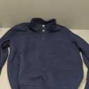 Quilted Sweatshirts for Men Quarter Button Pullover Sweater Casual Mock Neck Thermal Fleece Pullover Sweatshirt (Medium, Navy Blue)