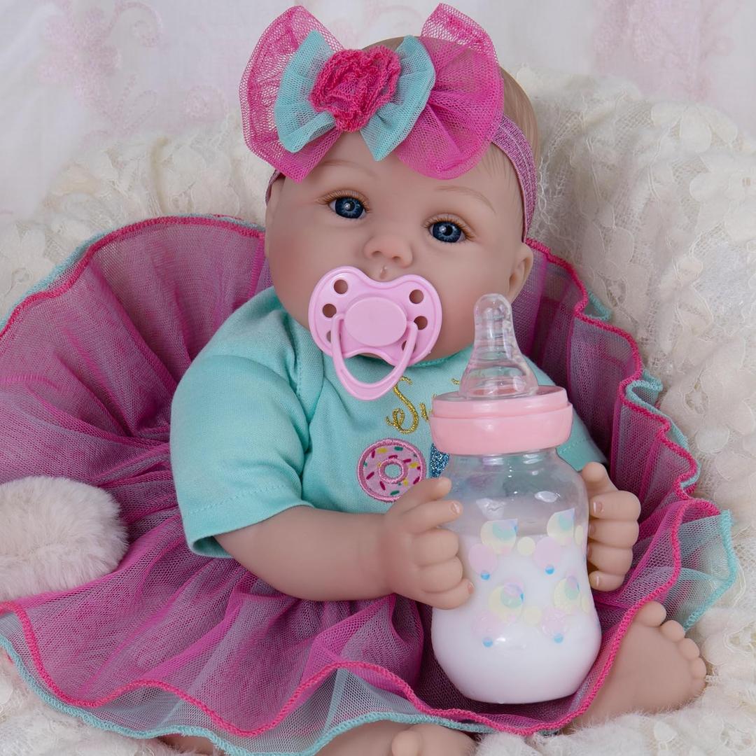 Milidool Lifelike Reborn Baby Dolls - 18 Inch Real Life Realistic Newborn Baby Dolls Girl with Soft Weighted Body Gift Set for Kids Age 3+ (Bella)