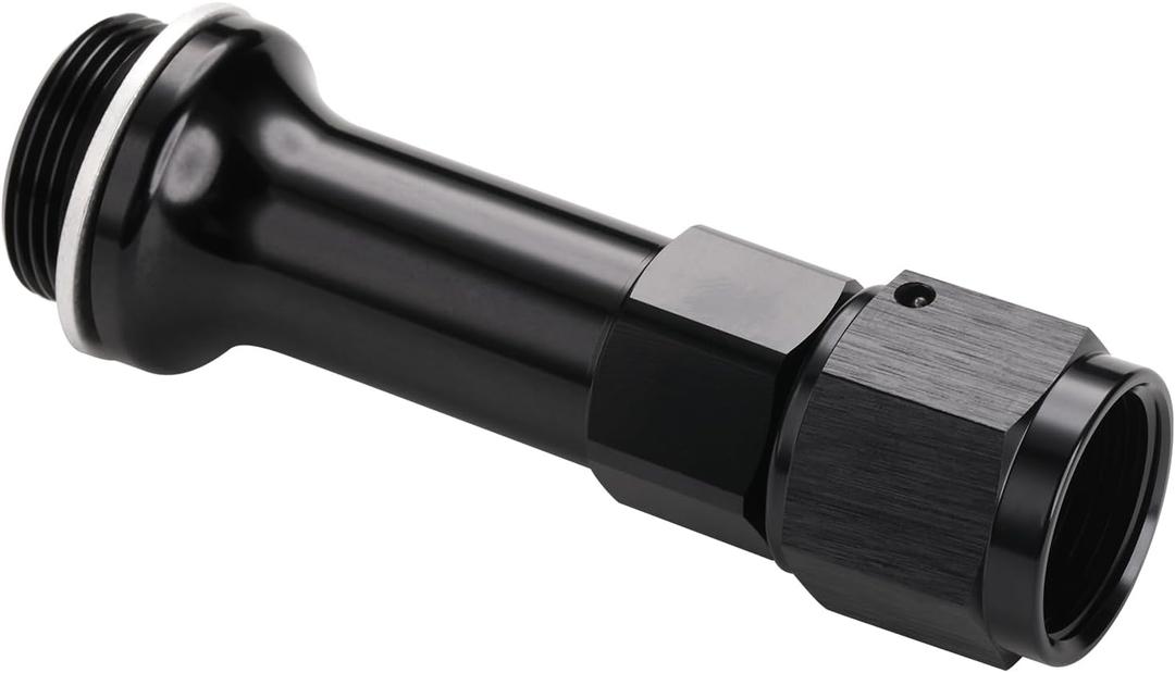 8AN Female Flare to 7/8-20 Carb Carburetor Inlet Fitting Adapter 3 Inch Extended Length Aluminum Black