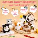 MAGIMUSE Crochet Kit for Beginners, Beginner Crochet Kit with Step-by-Step Video Tutorials, DIY Crochet Animal Kits Amigurumi Craft Knitting Supplies, 5 Pack Cats (40%+ Yarn)