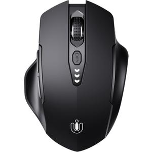 Uineer Wireless Bluetooth Mouse,[Upgraded] Rechargeable (BT 5.0/4.0+2.4G Hz), Computer Mouse with Visible Battery Level, 4 Adjustable DPI, Portable PC Mouse for MacBook Chromebook, Black