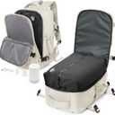 winspansy Small Travel Backpack Storage Vacuum Compression Bags with Pump for Travel Storage Carry on Business Day Vacpack Backpack for Women Men with Vacuum College Bag Beige (42*29*15CM)