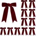 Meseey 12 Pcs Burgundy Velvet Bows with Twist Tie 4.5 Inch Pre-Tied Vintage Christmas Velvet Ribbon Bows for Treat Bags Gift Wrapping Basket Wedding Baby Shower Brithday Party