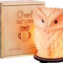 DENOCH Eagle-owl Crystal Salt Lamp H 6.7, 4.4 lbs - Pure Himalain Rock Salt  Dimmable  Unique Night Light Lamp - 1 Light Bulb as a Gift - Wooden Present Box - Holiday Gift Ideas - Cool Room Dcor