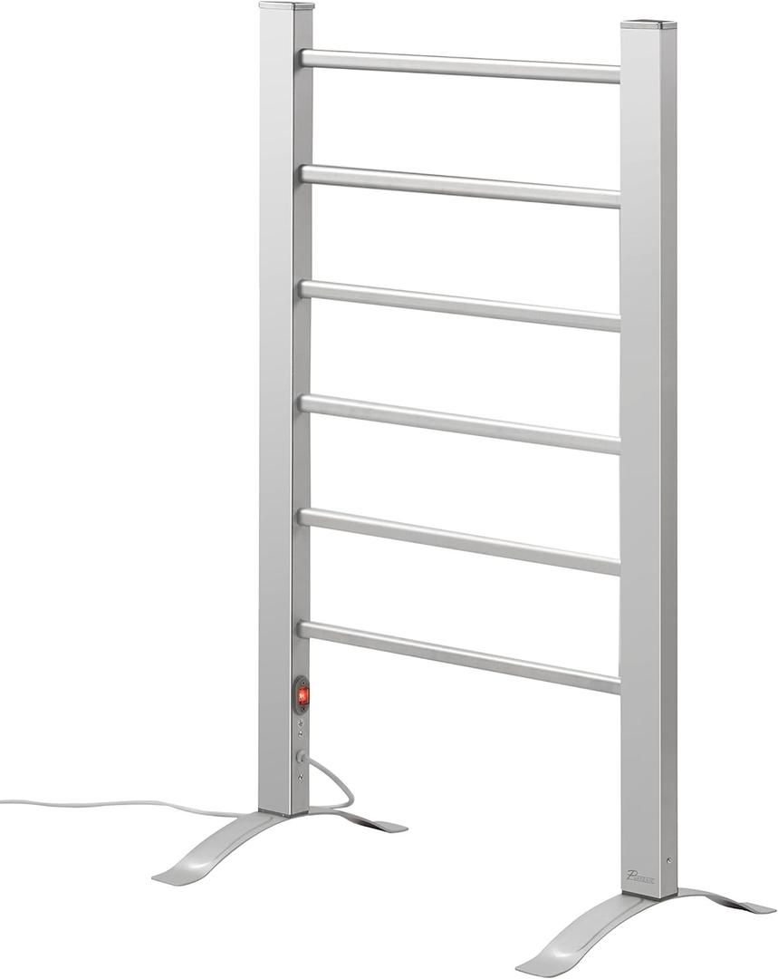 Pursonic TW300 6-Bar Freestanding or Wall Mountable Towel Warmer, Silver