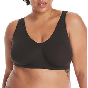Hanes Women's Cozy Wireless Bra, Full-Coverage Pullover Bra, Seamless T-Shirt Bra (XX-Large, Black)
