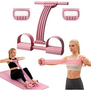 Pedal Resistance Band with Handle,10 Adjustable Levels, 8-80 LBS