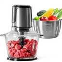 OLIXIS Electric Food Processor, 450W Meat Grinder & Vegetable Chopper with 2 Bowels for Home Use, Food Chopper with Double S-Blades for Vegetable, Onion, Garlic, Meat, Nuts, Black