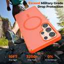 SUPFINE Magnetic for Samsung Galaxy S25 Ultra Case with Screen Protector, (Built-in Magnets) (Military Grade Drop Protection) Slim Translucent Shockproof Phone Case,Orange