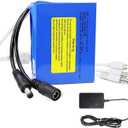 KBT 12V 2600mAh Rechargeable Lithium Battery Pack with Charger & DC5521 Connector & 5V Output 3-in-1 Charging Port for 12V Devices, Mobile Phone, RC Car, Boat, Fan, Radio, CCTV Camera