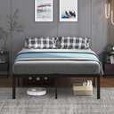 AROMUSTIM Bed Frame Queen - 14 Inch Tall Metal Platform Bed Frame No Box Spring Needed,Heavy Duty Queen Size Bed Frame,Easy Assembly,Under Bed Storage, Queen, Black
