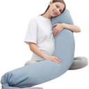 MOON PARK Pregnancy Pillow - Incredibly Smooth and Soft Cooling Cover I Shaped Full Body Maternity Pillow with Removable Cover - Support for Side, Back, Legs, Belly, HIPS - Grey