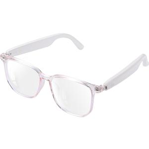 Smart Glasses for Women, Blue Light Filtering LensesBluetooth 5.3, Audio & Mic, Intelligent Touch,Open-Ear Clear Sound, Remote Photography, Ultralight Comfortable Design for Working. (Pink)