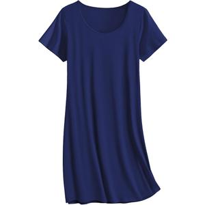 Ekouaer Nightgowns for Women Cotton Sleepshirts Short Sleeve Nightshirt Tshirt Night Gown Casual Sleepdress Comfy Nightdress Blue, Size 2XL