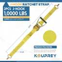 Ratchet Straps, Heavy Duty Tie Down 2" x 27' Heavy Duty Cargo Tie-Downs, 3333 LBS Working Load, 10000 LBS Break Strength, Double J Hook Cargo Ratchet Strap for Moving Truck Trailers Motorcycles Kayaks