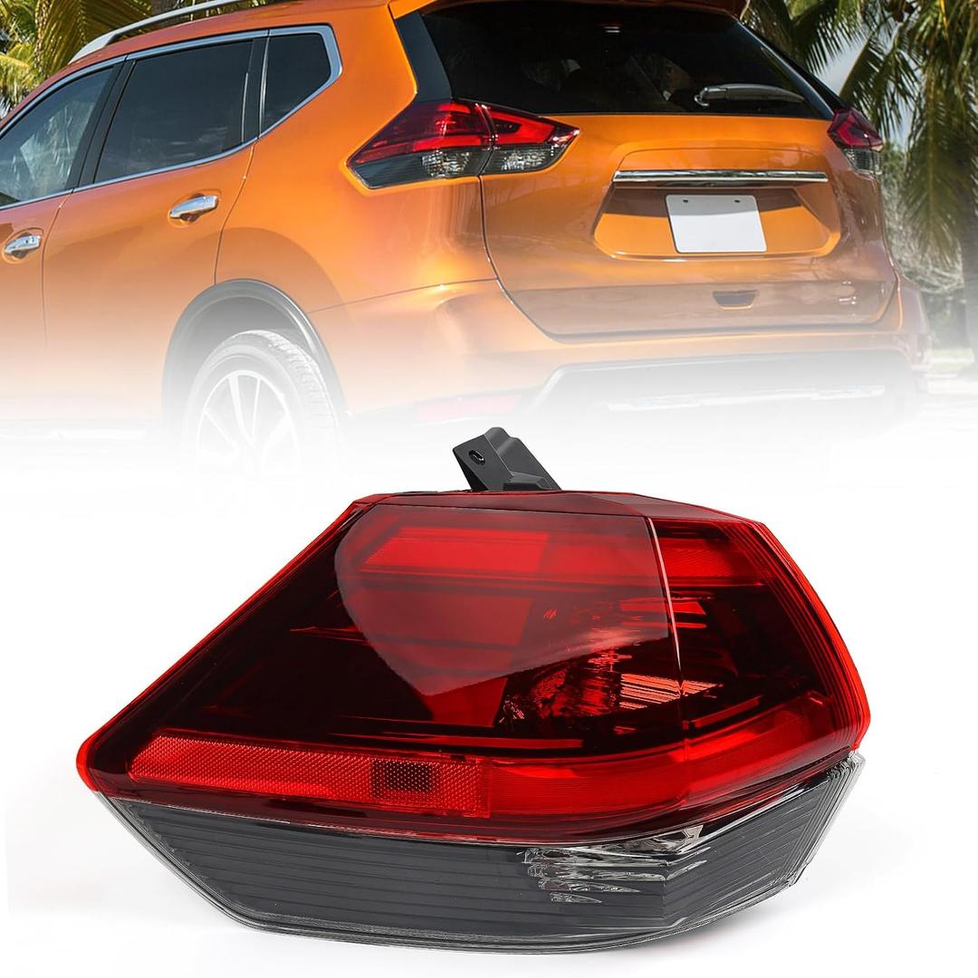 Huray Left Outer Tail Light for Nissan Rogue 2017-2019 Driver Side Taillight Lamp Assembly Replacement for NI2804110 (Black Housing)