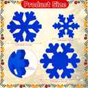 3 PCS Velvet Flocked Wooden Snowflake Decoration, Blue Christmas Snowflake Table Sign Winter Tabletop Centerpiece Wood Blocks for Indoor Xmas Winter Centerpieces for Tiered Tray Home Decor