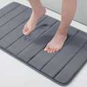 Buganda Memory Foam Bath Mat, 34" x 20", Ultra Soft and Non-Slip Bathroom Rugs, Water Absorbent and Machine Washable Bath Rug for Bathroom, Shower, and Tub, Dark Grey