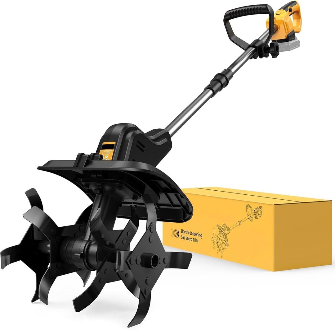Cordless Tiller Cultivator for Dewalt 20v Max Battery, 360RPM,11.8In Tilling Width 8.6In Depth, Electric Tiller for Gardening, Battery Powered Tiller for Soil Cultivation/Lawn (Battery Not Included)