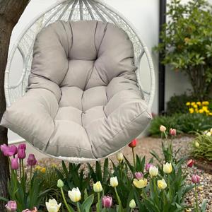 Outdoor Egg Chair Cushion Waterproof Light Grey Outdoor Hanging Basket Seat Cushion Thicken Wicker Egg Chair Cushion for Patio Rattan Swing Chair 47"*35"