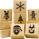 ZMCINER 24 Pieces Christmas Cookie Boxes Christmas Bakery Box with Window for Pastries, Cupcakes, Brownies, Cookies,Donuts, Brown Kraft Bakery Boxes 4"x 4"x 2.5"