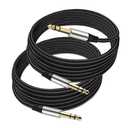Pack of 2 TRS Instrument Cable 1/4 Inch Straight 6.35mm Male Jack Nylon Braided Studio Cord (6.6 Feet-2 Pack)