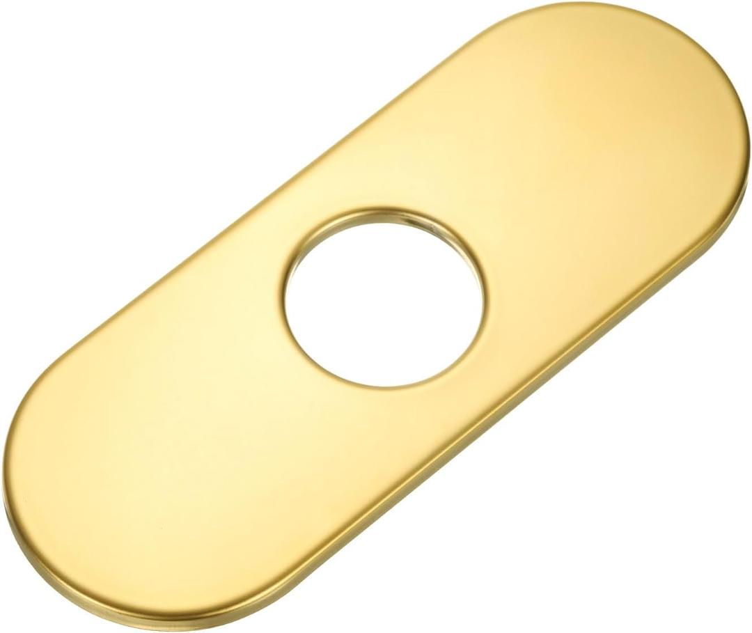 Uxcell 1 Pcs 6 Inch Hole Cover Deck Plate Escutcheon, Stainless Steel Sink Cover Plate for Bathroom or Kitchen Sink Faucet, Oval Brushed Gold