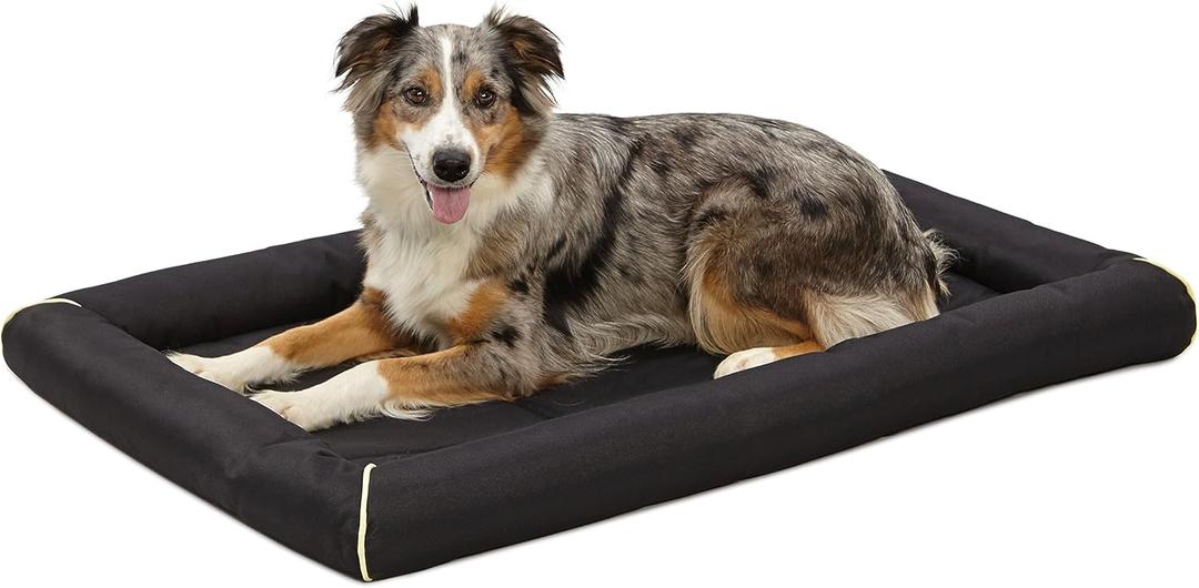 MidWest Homes for Pets Large QuietTime MAXX Ultra-Rugged Dog Bed, Water & Odor Resistant, Bolstered Edge, Non-Slip Bottom, Fits 42-inch Crates, Black