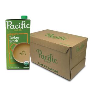 Pacific Foods Organic Turkey Broth, 32 oz Carton (12 Pack), Best Before Oct.04, 2025