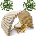 Hamiledyi 15.66 x 7.8 Inches Wooden Reptile Hideout Bearded Dragon Bendy Bridge Climbing Ladder Hiding Hut Reptiles Hide Cave Habitat Decor for Lizards Gecko Spiders Snakes Tortoise