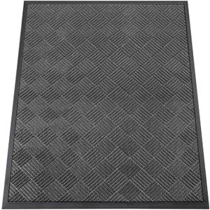 Indoor Outdoor Door Mat, 5x 4' Doormat for Entryway, Rubber Backing Non Slip Front Door Mat Outside Entrance, Super Absorbent Commercial Floor Mat for Home Office, Grey Diamond, 4' x 5' (Rectangular)