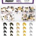 Swpeet 240Pcs 4 Sizes #3#5#8#10 Multicoloured Zipper Slider Retainers Assortment Kit, U Shape Top Stoppers Top Stop U-Clip Replacement Zipper Latch Slider Accessories for Clothing Handbags