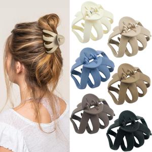 6 Pcs Hair Claw Clips for Women, 2.8" Medium Non-Slip Octopus Jumbo Hair Accessories (Multi-colors) (Neutral)
