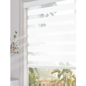Persilux Blackout Cordless Zebra Blinds for Windows (32" W x 72" H, White) with Upgraded Cassette Free-Stop Light Filtering Dual Layers Sheer Window Shades for Home, Outside and Inside Mount