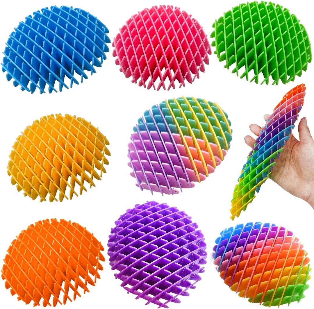 Fidget Worm Toy 8pcs - Multi-color Stress Relief Fidget Toys,Stress Relieving Toy,Resistance Fidget Toys,Anxiety Relief Toys for Kids & Adults,Elastic Mesh Toys (8 Colors Packing) (Small Size3.94in-8pc / 8colors)