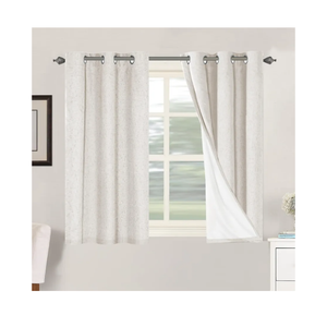 H.VERSAILTEX Primitive Linen Curtains 100% Blackout Curtain Drapes Burlap Fabric Curtains with White Thermal Insulated Liner, Grommet Top Drapes Living Room/Bedroom (2 Panels, 42 x 45 Inch, Ivory)