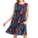 Scotamalone Summer Dresses for Women Casual Beach Travel Vacation Floral Tshirt Sundress Tank Dress Sleeveless with Pockets (XXXL)