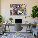 Wolf Canvas Wall Art - Wolf Wall Decor Graffiti Picture Funny Animal Listen to Music Painting Inspirational Prints Pop Artwork Office Living Room Home Decor Framed(Wolf-16,16.00"x24.00")
