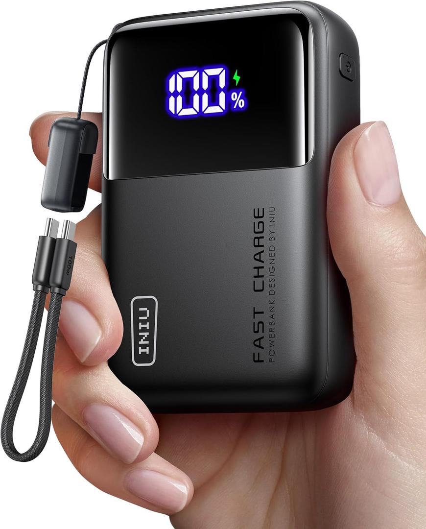 INIU 20000mAh Laptop Power Bank, Ultra Compact 65W PD Dual Fast Charging Portable Charger, Flight-Safe Battery Pack with USB C Cable for Travel MacBook iPad Tablet Switch iPhone 17 16 Pro Samsung S25