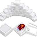 Kigley 30 Pcs Gemstone Display Box Jewelry Box Container with Clear Top Lids Bulk 1.57'' x 0.6'' for Gems Diamond Coins Gift Packing Ring Home Shop (White)