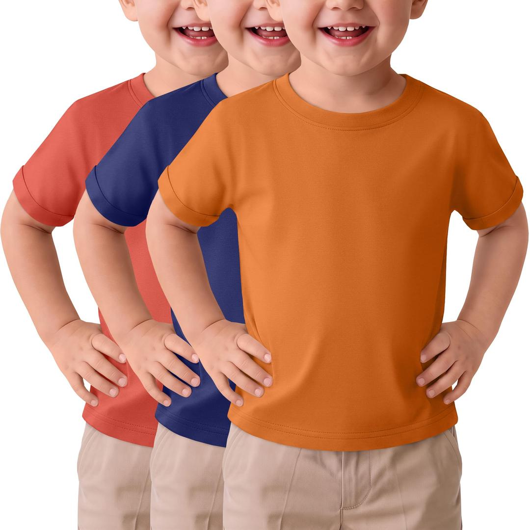 YooAurvox 3 Pack Toddler Boys T Shirts, 3-Color, 3T