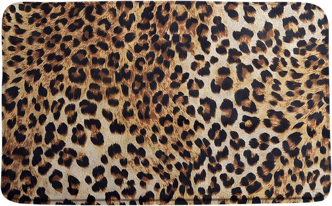 AEMBEE Leopard Print Bath Mat Cheetah Wild Safari Skin Powerful Animal Big Cat Panthera Wildlife Fur Modern Art Bathroom Mat Rug Memory Foam Doormat，17.8x29.5 Inch