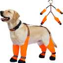 All-Weather Dog Boots with Suspenders  Waterproof, Reflective Shoes Pants, Anti-Skid & Dirt-Proof Paw Protectors for Snowy & Rainy Outdoor Walking, Hiking & Running, Orange, Size 2XL