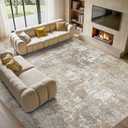 Tortania Washable 10x14 Area Rug for Living Room: Modern Abstract Neutral Large Soft Thin Rugs - Non Slip Indoor Carpet for Bedroom Dining Room Office Nursery Home Floor Decoration - Beige Brown