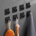 Adhesive Hooks for Hanging, Self-Adhesive Wall Hook for Key Hat Coat, No Drill Stick on Bathroom Towel Hooks, Shower Kitchen Door Home Outdoor 10 Pack, Black