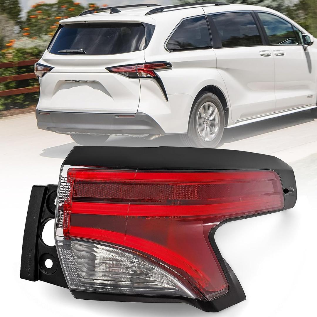 Huray Outer Tail Light Assembly for Toyota Sienna 2021-2022 LE XLE Tail Lamp Replacement 8155008071 Passenger Side (Right)